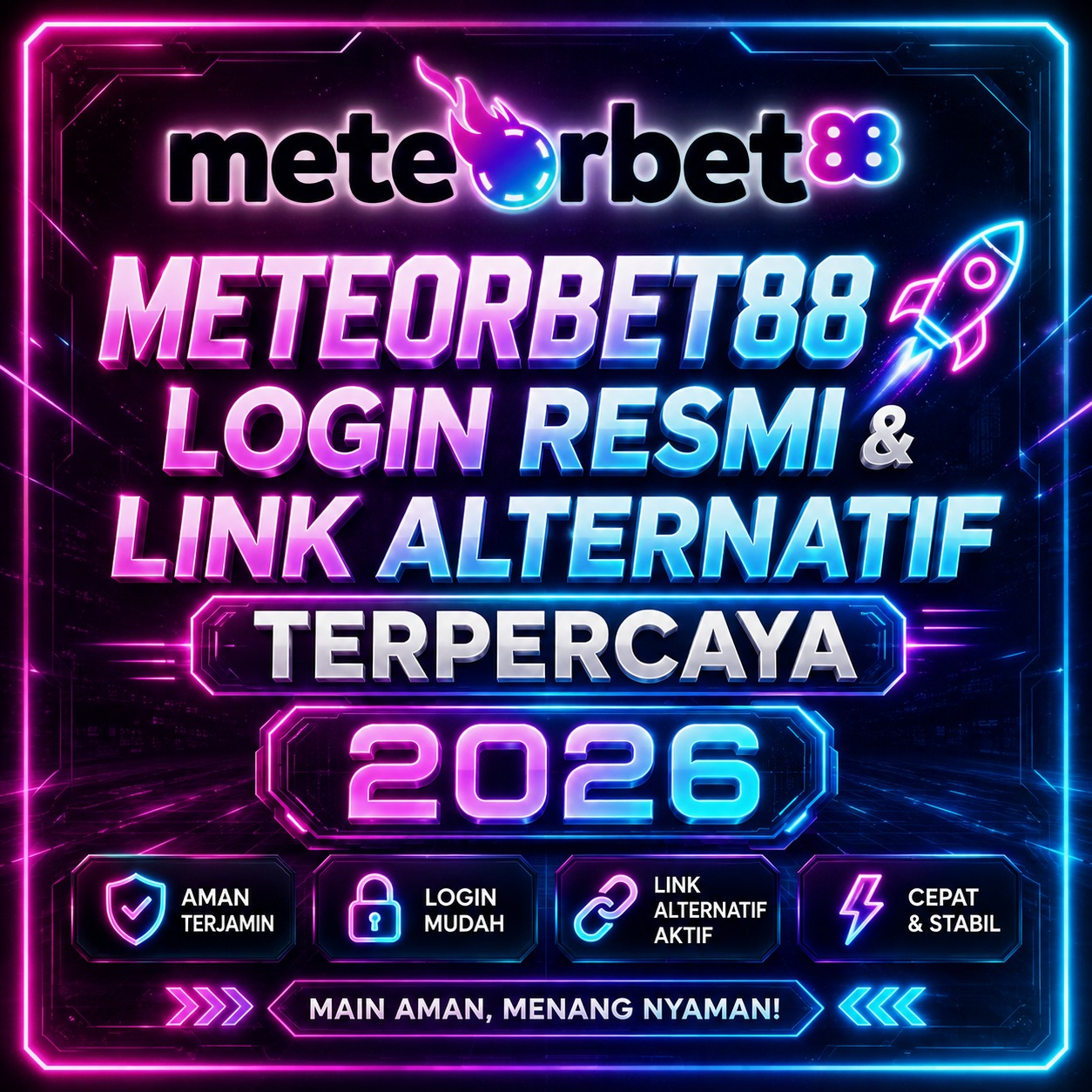 METEORBET88 login resmi dan link alternatif terpercaya 2026 dengan desain kotak neon